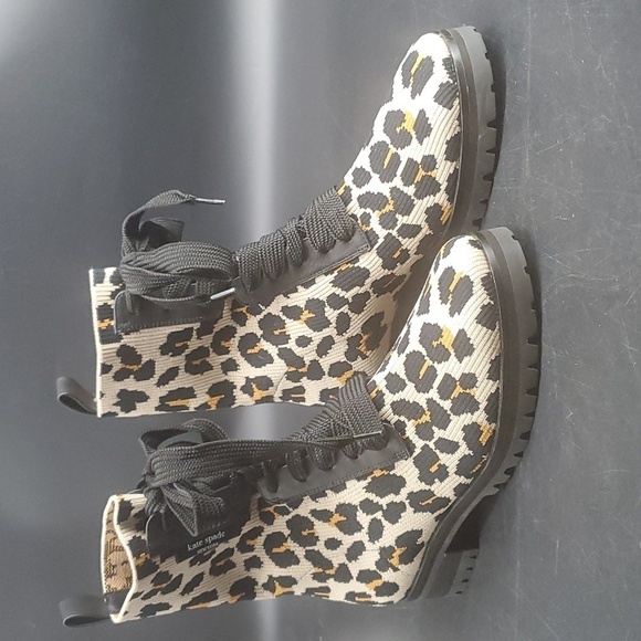 NEW Kate Spade Merigue Boots Forest Feline Cheetah Print Lug Sole Size 8 - Picture 1 of 12